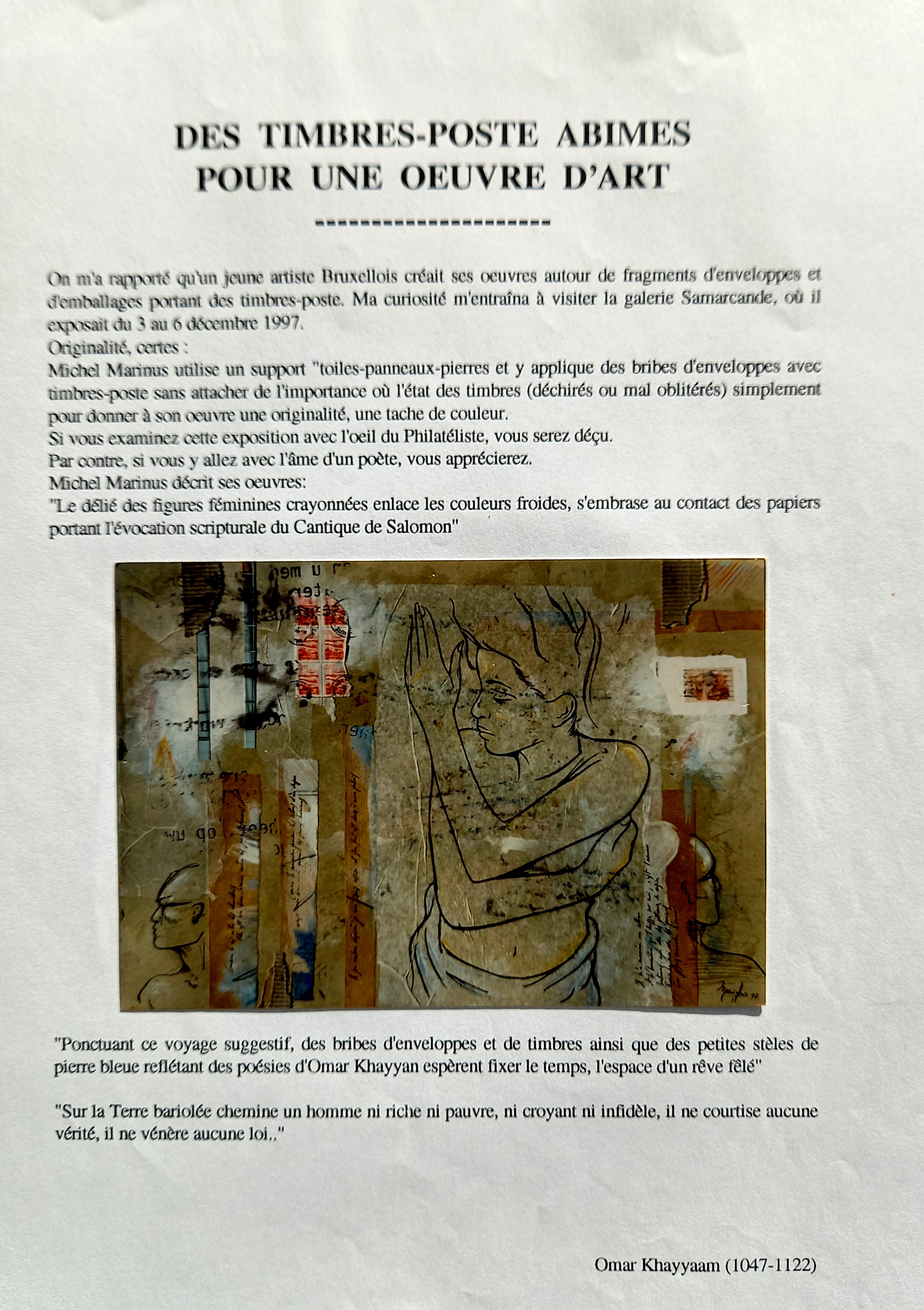 Article Phila Info sur l'oeuvre de Michel Marinus