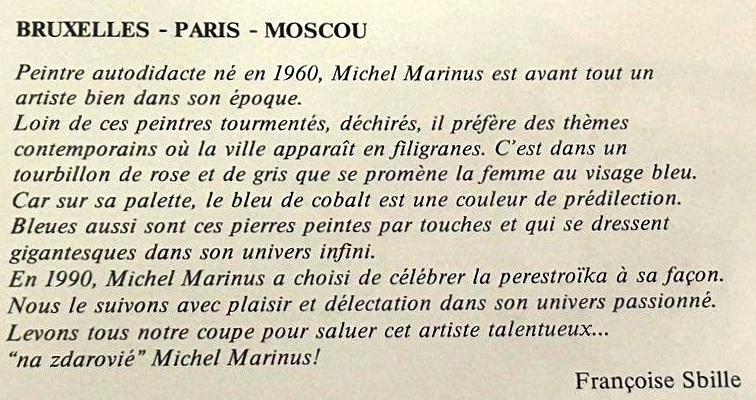 Texte d’époque signé Françoise Sbille — Bruxelles, Paris, Moscou