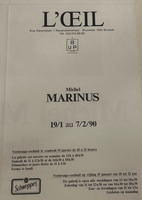 Flyer de la Galerie L’Œil avec dates et horaires — exposition 1990