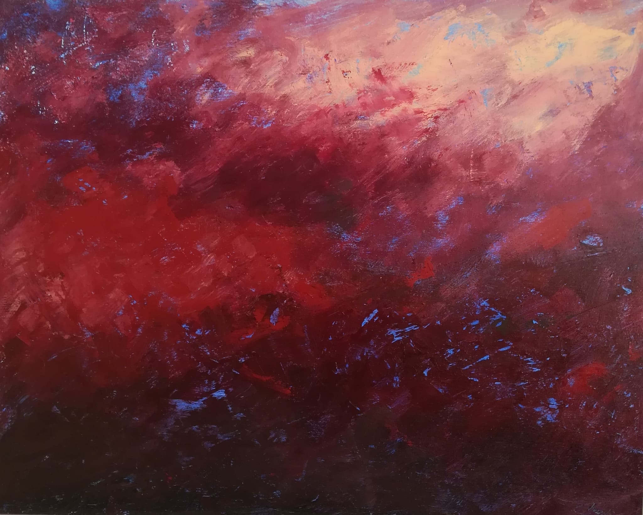 Peinture abstraite, couleurs chaudes